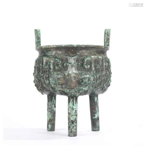 Bronze Ritual Taotie Tripod Censer