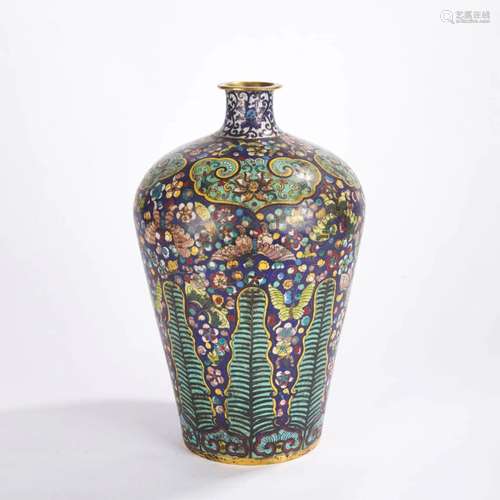 Cloisonne Enamel Floral Meiping Vase