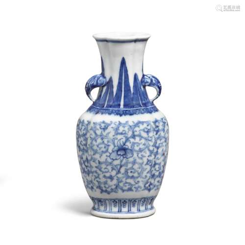 A blue and white 'peony' vase