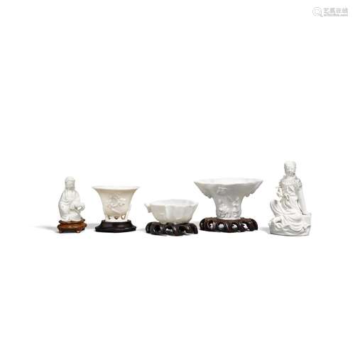 A group of five Dehua porcelains