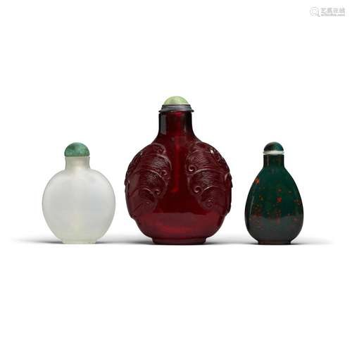 Three glass snuff bottles