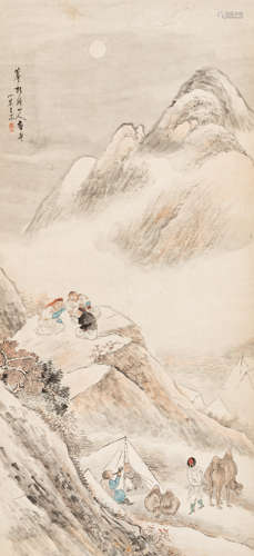 王  素（1794～1877）   天山驼队 设色纸本  立轴