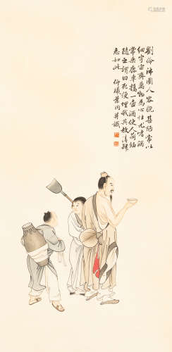 叶仰曦（1901～1983）   刘伶醉 设色纸本  立轴
