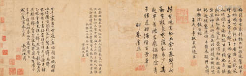 沈  周（1427～1509）   诸家题杨无咎《梅花手卷》跋尾 水墨纸本  镜心