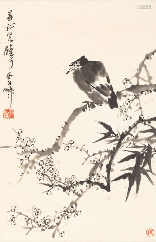 蒋风白（1915～2004）   梅竹八哥 水墨纸本  镜心