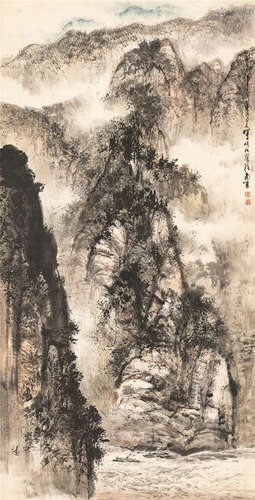 黄纯尧（1925～2007）   嘉陵江畔 设色纸本  立轴