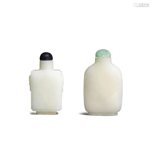 Two white jade snuff bottles