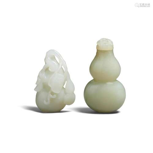 Two pale celadon jade 'double gourd' carvings