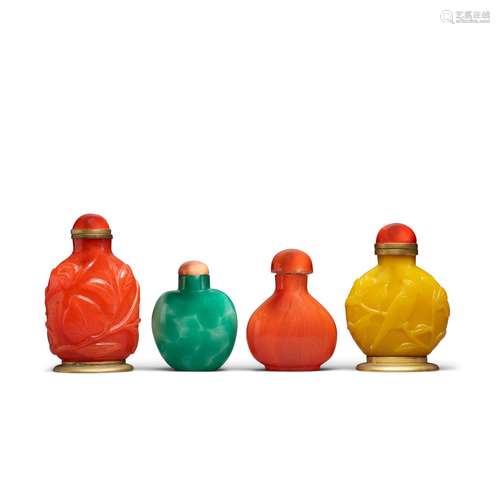 Four glass Snuff Bottles