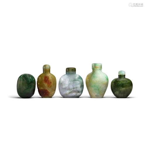 Five Jadeite Snuff Bottles