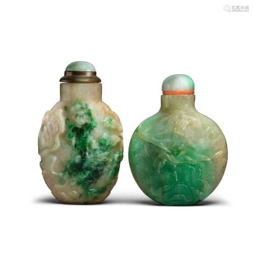Two jadeite snuff bottles