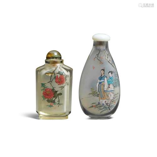 Two inside-painted rock crystal snuff bottles