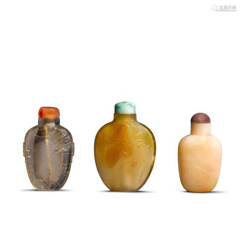 Three hardstone snuff bottles