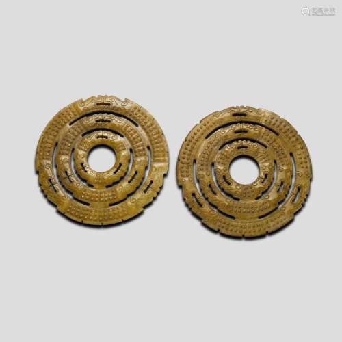 A Pair Archaistic Jade discs