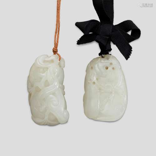 Two White jade pendants