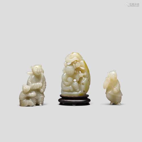 Three jade carvings of boys