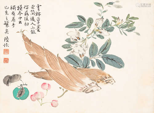 陆  恢（1851～1920）   杂花小品 设色纸本  镜心