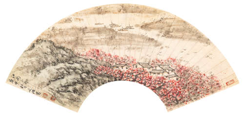 宋文治（1919～1999）   江南三月 设色纸本  扇面