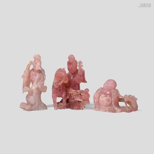 Three rose quartz 'figural' carvings