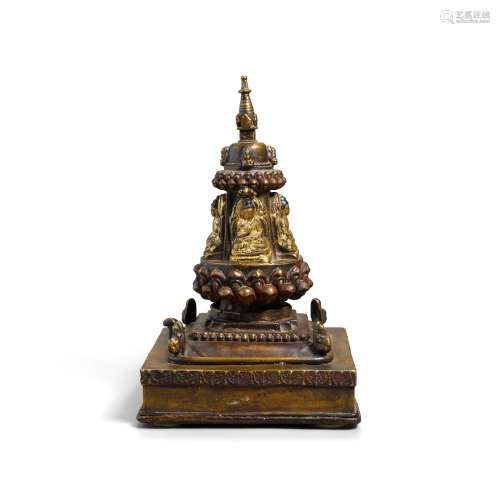 A Tibetan copper alloy stupa