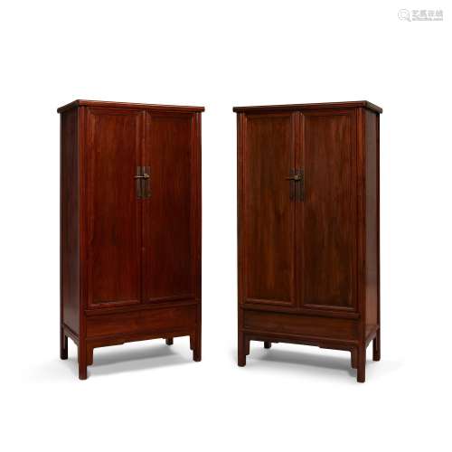 A pair of Hongmu tapered cabinets