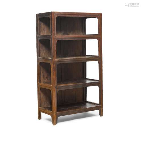 A tall black lacquered yumu bookcase, shujia