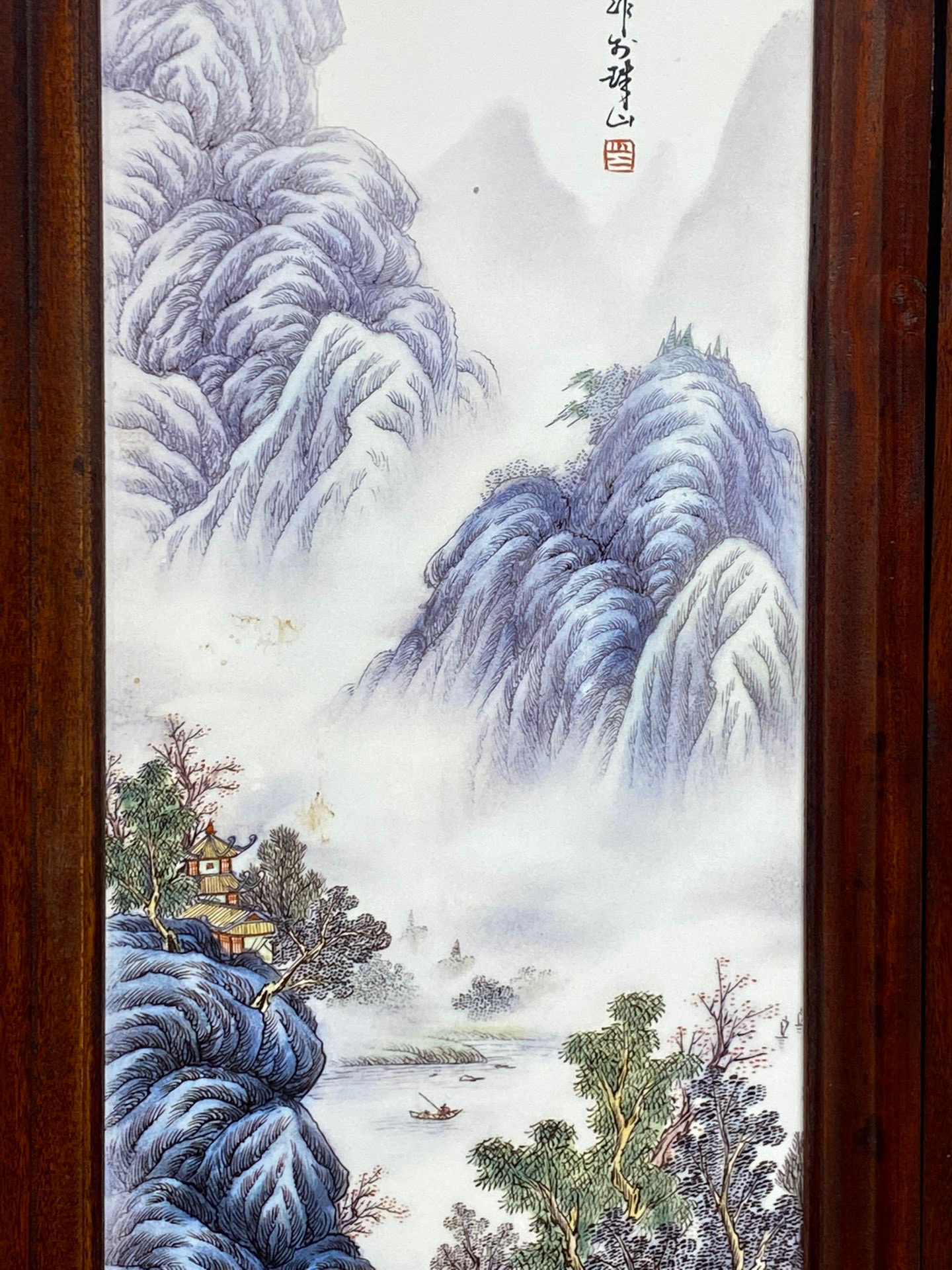 瓷板画山水四条挂屏