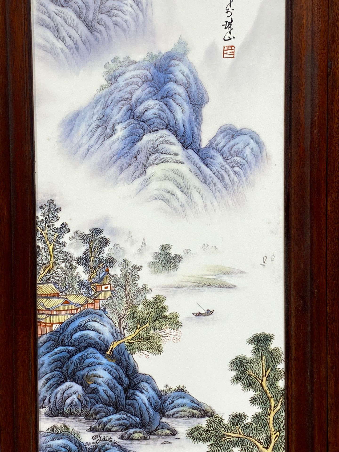 瓷板画山水四条挂屏