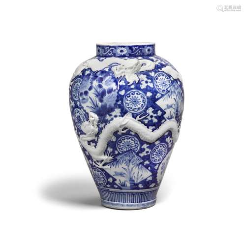 A seto-style blue and white porcelain vase