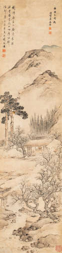 潘恭寿（1741～1794）   幽居礼佛图 设色纸本  立轴