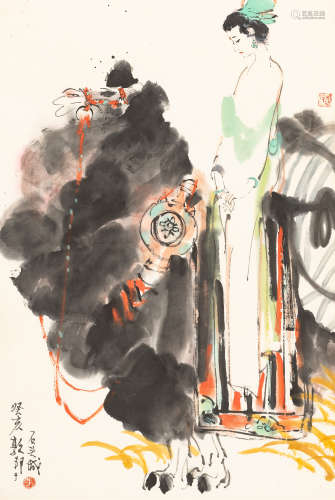 戴敦邦（b.1938）   石头城 设色纸本  立轴