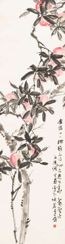 何其愚（1891～1958）   仙寿 设色纸本  立轴