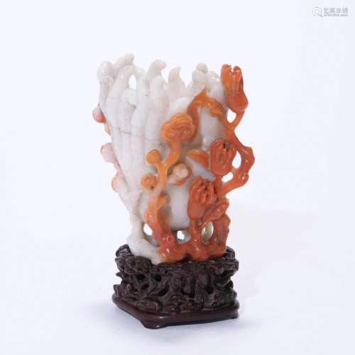 Carved South Red Agate Finger Citron Ornament