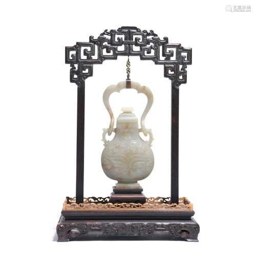 Carved Chinese White Jade Beast Vessel You