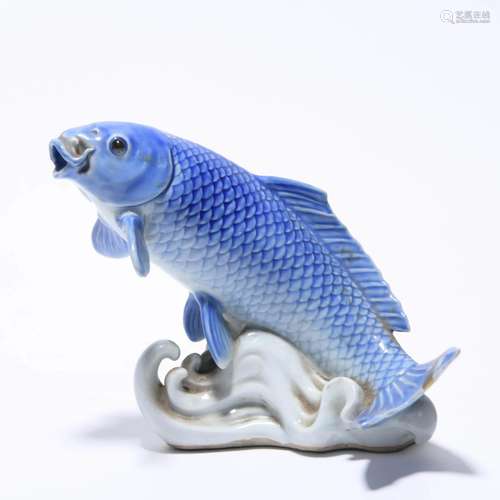 Blue & White Statue of Fish