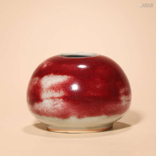 清中期 祭红釉水盂