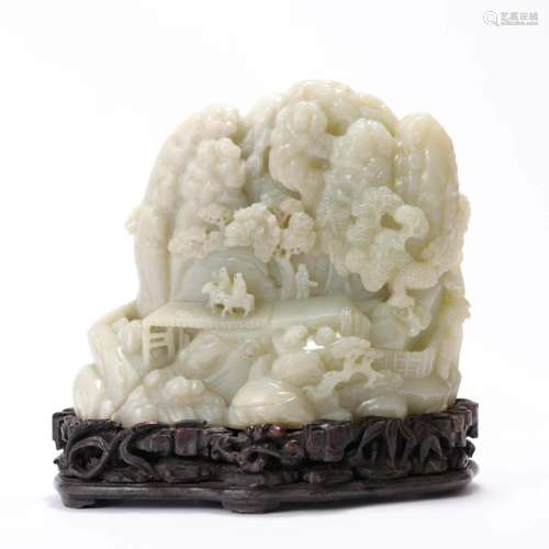 Carved Chinese White Jade Scholar Rock