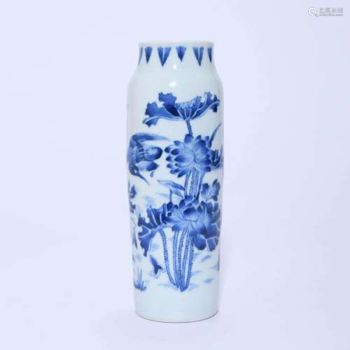 Blue & White Elephant Leg Shape Vase