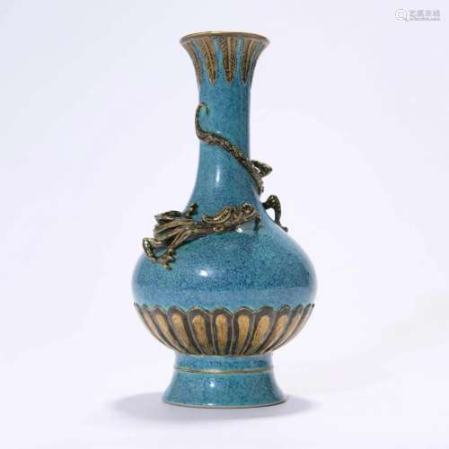 Robinâ€™s Egg Glaze Dragon Bottle Vase