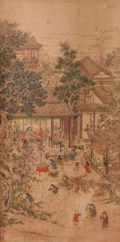 Chinese Boys Playing Painting Scroll