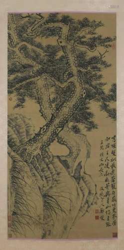 Zheng Banqiao, Chinese Orchid & Stone Painting Scroll
