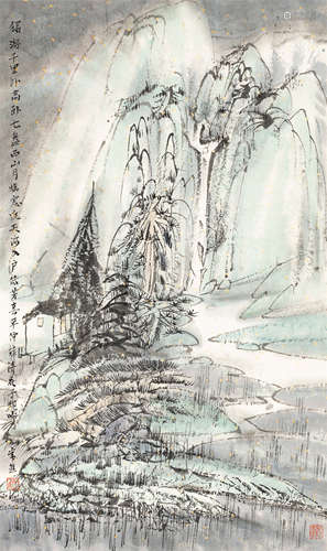 常  进（b.1951）   独游千里 设色纸本  镜心