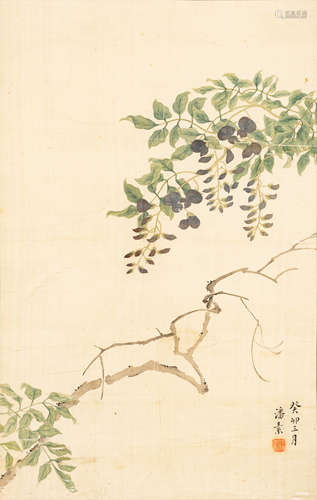 潘  素（1915～1992）   藤花 设色绢本  立轴