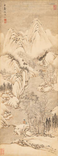 文佰仁（1502～1575）   雪景山水 设色纸本  立轴