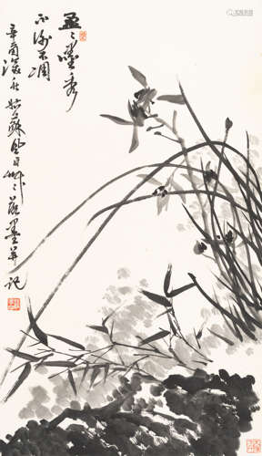 蒋风白（1915～2004）   兰竹 水墨纸本  立轴