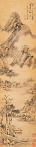 王  鑑（1598～1677）   茅薝古木图 设色纸本  立轴