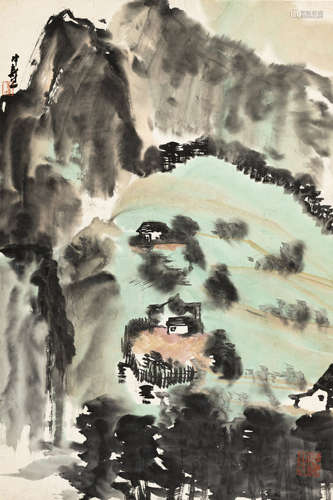 童中焘（b.1939）   雨后新山 设色纸本  立轴