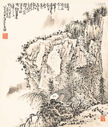 黄秋园（1913～1979）   山居图 设色纸本  镜心