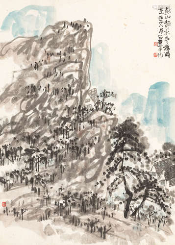 陈子庄（1913～1976）   彭山净水寺 设色纸本  立轴