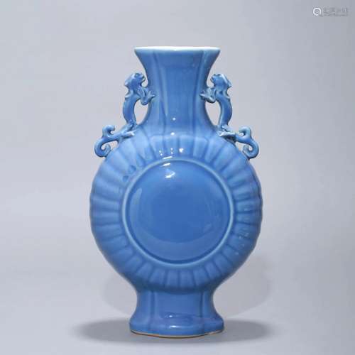 Sky Blue Glaze Double Eared Vase